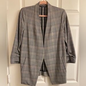 Babaton Grey Glen Plaid Open-Front Blazer
